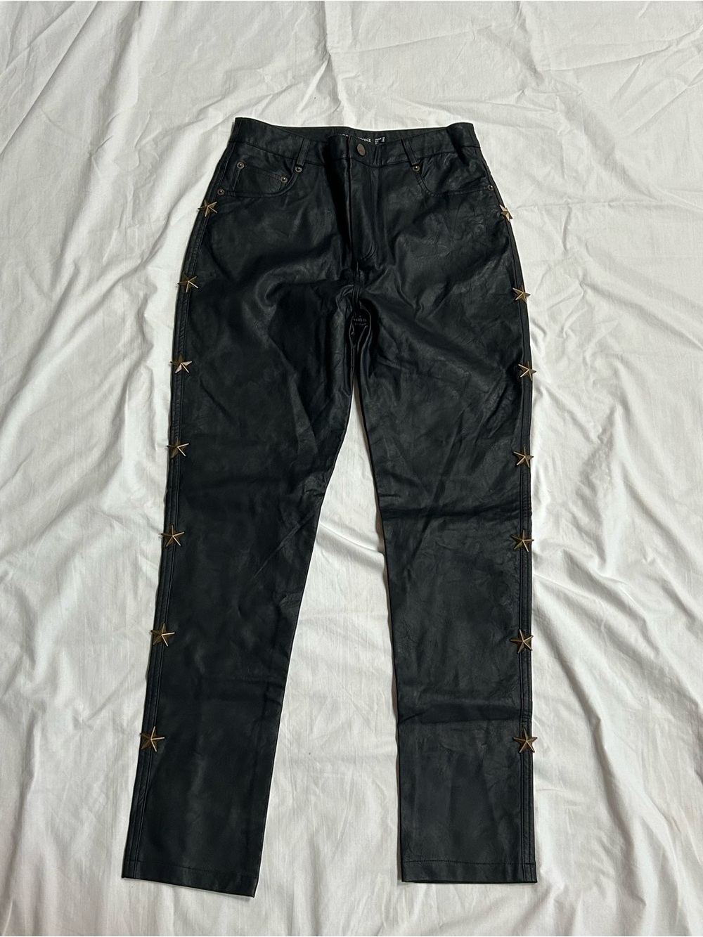 Jagger and Stone High Waisted Skinny Pants with Star Studs Faux Leather Size 8